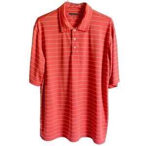Cypress Club Performance Orange White Striped Polyester Polo Shirt Mens XL
